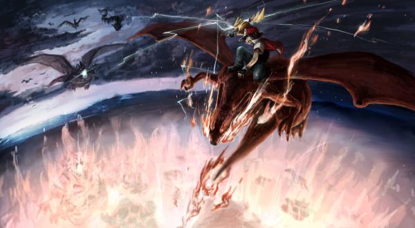 Yes, that's Red and yes, he is riding a Charizard.